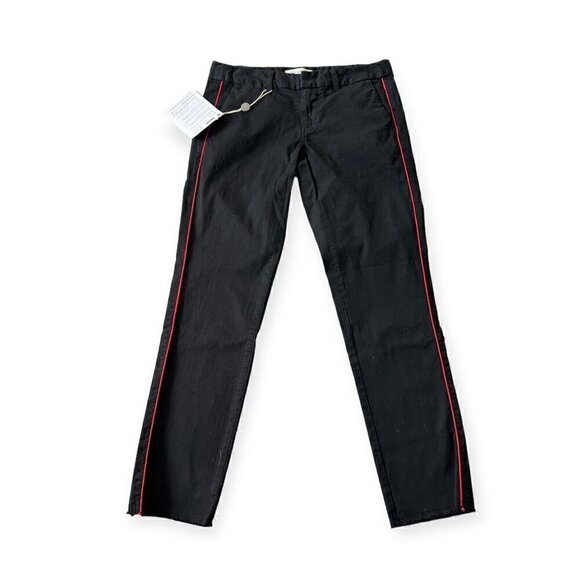 NWT Nili Lotan East Hampton Pants - Jet Black With Red Piping, Size 0 - Picture 7 of 16